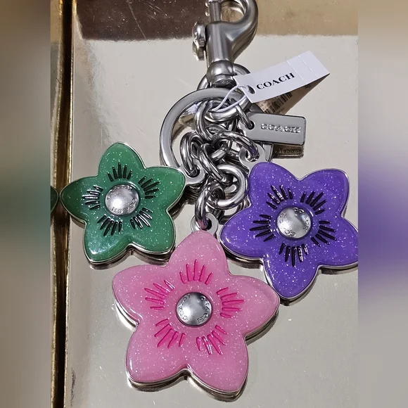 Coach Wildflower Cluster Bag Charm Keychain New with Tags - Picture 4 of 9